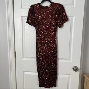 Shop Stevie Burgundy Sequin Midi Dress
